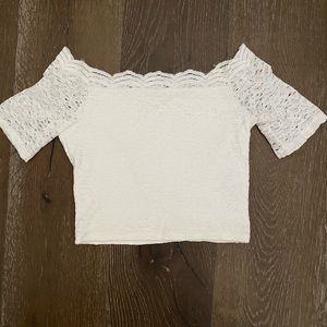 White lace cropped off the shoulder from Hollister
